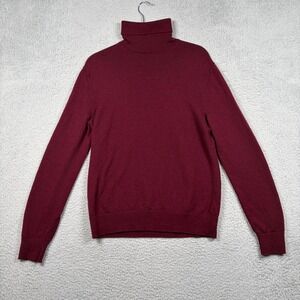 Banana Republic Mens Merino Wool Turtleneck Sweater Burgundy Red Size M